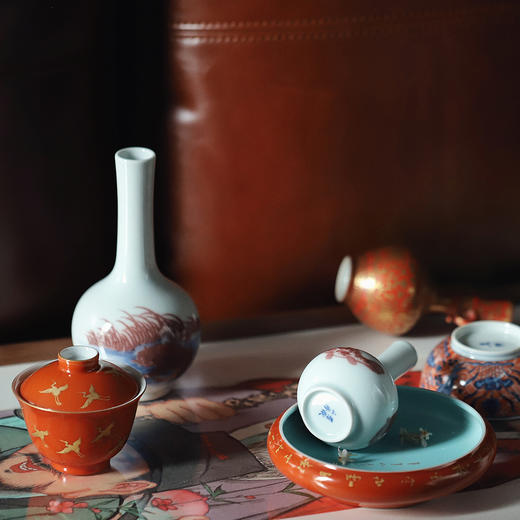 景德镇忘言造物新年手绘青花釉里红壬寅虎年大吉小花瓶赏瓶摆件 口径2.5cm 高16.3cm 腹径8.5cm 商品图6