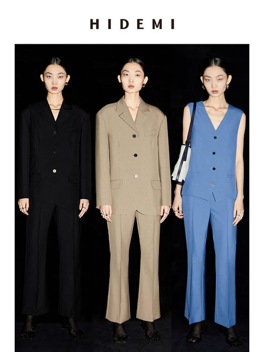 HIDEMI简约设计感西装四件套/西装/马甲/半裙/九分裤 商品图0
