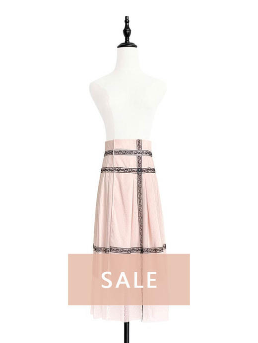 TYNVIE 蕾丝拼线纱质半身裙 - 粉色 商品图0