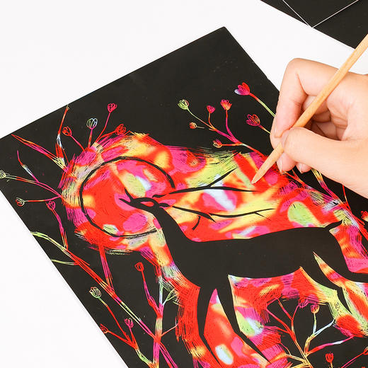 爱涂图 刮画纸炫彩儿童彩色有图案小学生幼儿园8开单色a4刮刮画涂鸦画画套装刮花变色美术挂画纸竹笔手工16k 商品图2