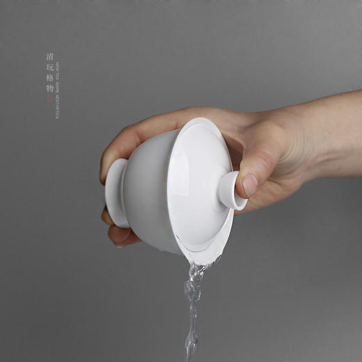清宫盖碗白瓷二才盖碗 单个大号敬泡茶杯景德镇手绘青花功夫茶具茶碗壶承 商品图3