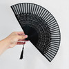 扇子古风网红霸气黑色真丝款孔雀折扇发条件家黑色扇骨扇面扇子 商品缩略图2