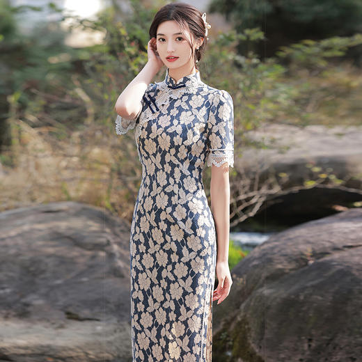 绣花改良少女年轻款旗袍，时尚礼服锦棉旗袍BS-2608 商品图1