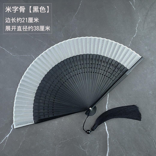 扇子折扇中国风女式夏天随身折叠汉服旗袍古风纯色空白绿色真丝扇， 商品图6