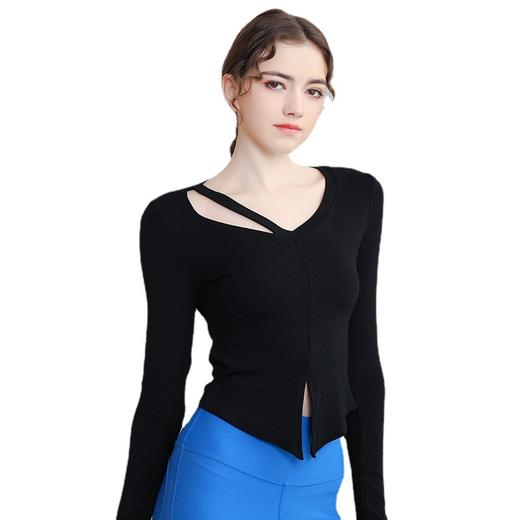 【春夏新款瑜伽服】 性感下摆开叉健身服新款长袖宽松显瘦跑步运动上衣女 商品图5