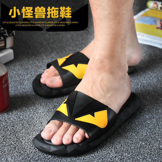 凉拖男鞋小怪兽夏季韩版潮流一人字大码防滑厚底居家外穿拖鞋男士 商品图3