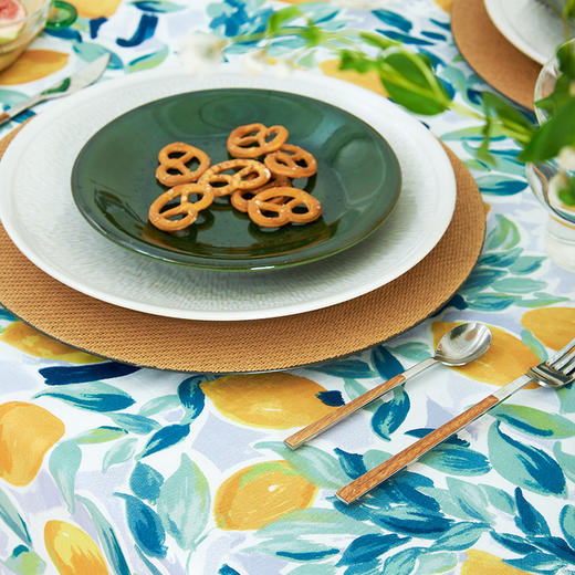 郁柠檬香印花田园长方形餐桌布 商品图1