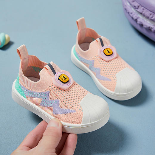 【防滑耐磨 舒适透气】辛巴之星童鞋春款儿童时尚板鞋男童软底运动鞋女童飞织贝壳头潮鞋 商品图7