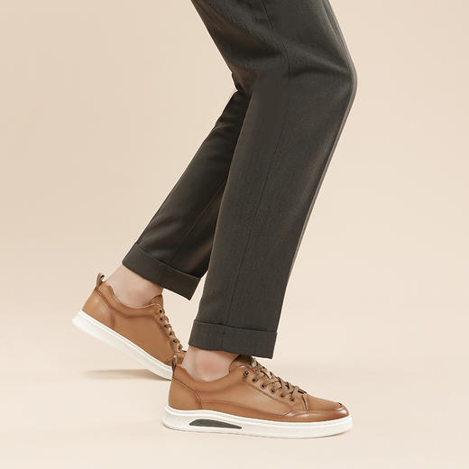 哈森男鞋春季新款板鞋男真皮百搭鞋子男潮鞋韩版休闲皮鞋MS24801 商品图5