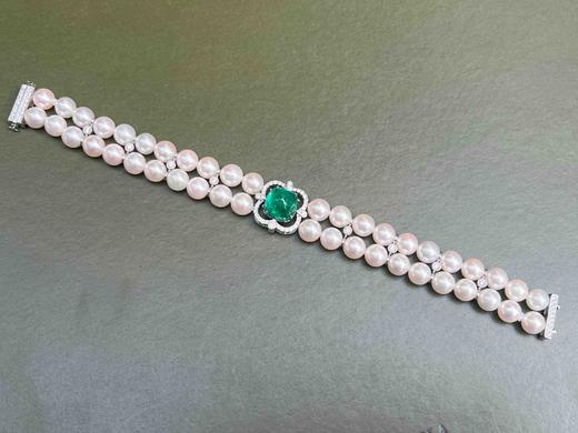 祖母绿钻石珍珠手链 7.8克拉糖塔祖母绿 商品图1