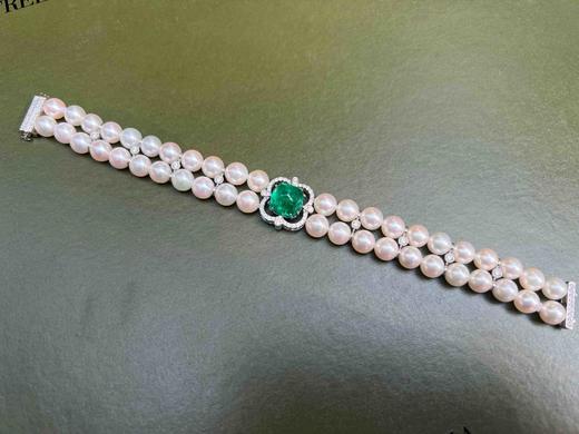 祖母绿钻石珍珠手链 7.8克拉糖塔祖母绿 商品图4