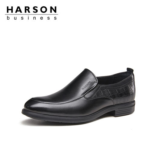 哈森男鞋春季一脚蹬商务休闲皮鞋男英伦真皮鞋子MS24908 商品图0