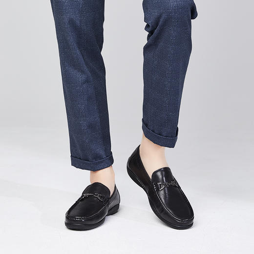 哈森男鞋春季一脚蹬乐福鞋男英伦商务休闲皮鞋男真皮鞋子MS24009 商品图5