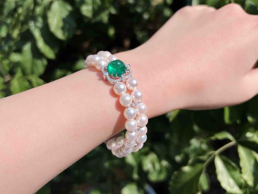 祖母绿钻石珍珠手链 7.8克拉糖塔祖母绿 商品图3