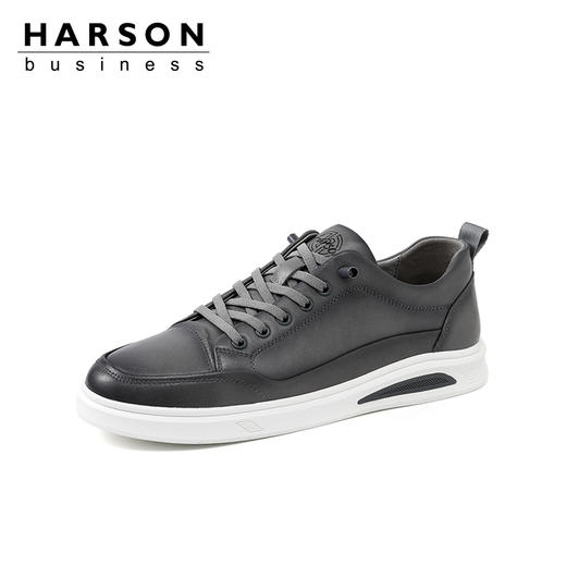 哈森男鞋春季新款板鞋男真皮百搭鞋子男潮鞋韩版休闲皮鞋MS24801 商品图0
