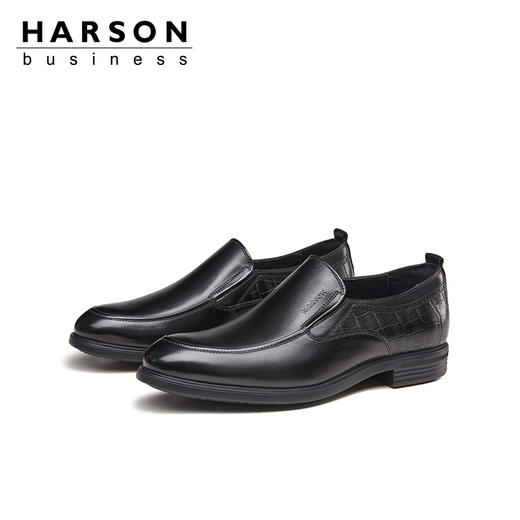 哈森男鞋春季一脚蹬商务休闲皮鞋男英伦真皮鞋子MS24908 商品图2