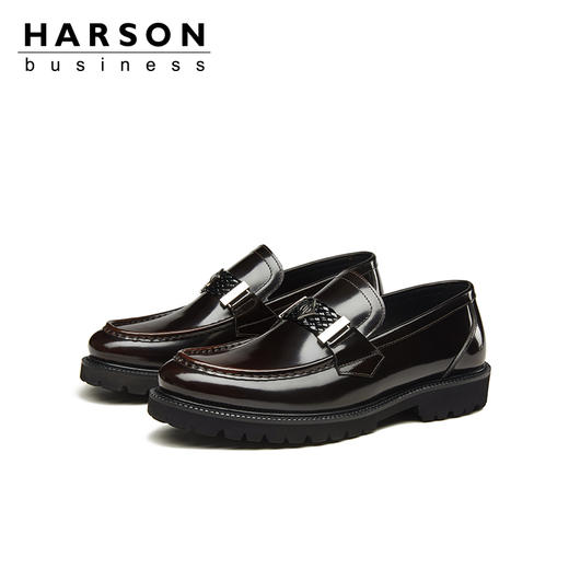哈森男鞋春季品牌高档男士皮鞋一脚蹬商务休闲皮鞋MS28102 商品图4