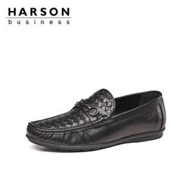 哈森男鞋一脚蹬乐福鞋男豆豆鞋英伦商务休闲皮鞋MS25001
