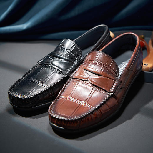 哈森男鞋春季一脚蹬乐福鞋男豆豆鞋商务休闲皮鞋MS24901 商品图4