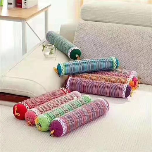 朴真粗布颈枕荞麦壳糖果形枕头 商品图0