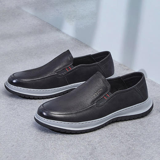 哈森男鞋春季新款乐福鞋男一脚蹬软底皮鞋英伦商务休闲鞋MS24011 商品图2