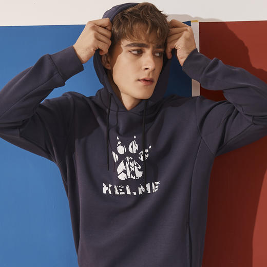 卡尔美  运动卫衣新款大LOGO针织连帽套头衫宽松休闲上衣男 商品图1