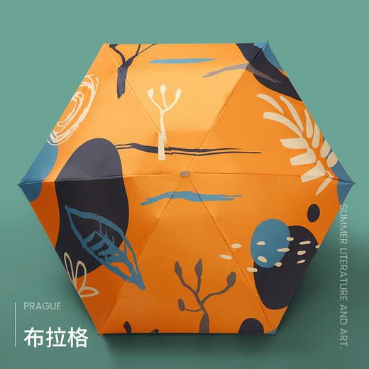 【夏日抽象艺术 轻巧便捷 防晒更有效】五折口袋晴雨伞超轻黑胶折叠遮阳防晒伞学生儿童创意广告礼品雨伞 商品图8