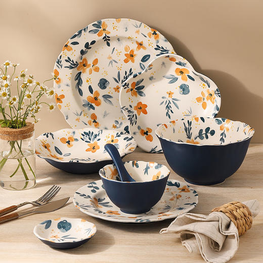 鹿谷川碗碟汤盘餐具单个性梅花盘沙拉碗ins 风汤勺鱼盘日式田园风 商品图7