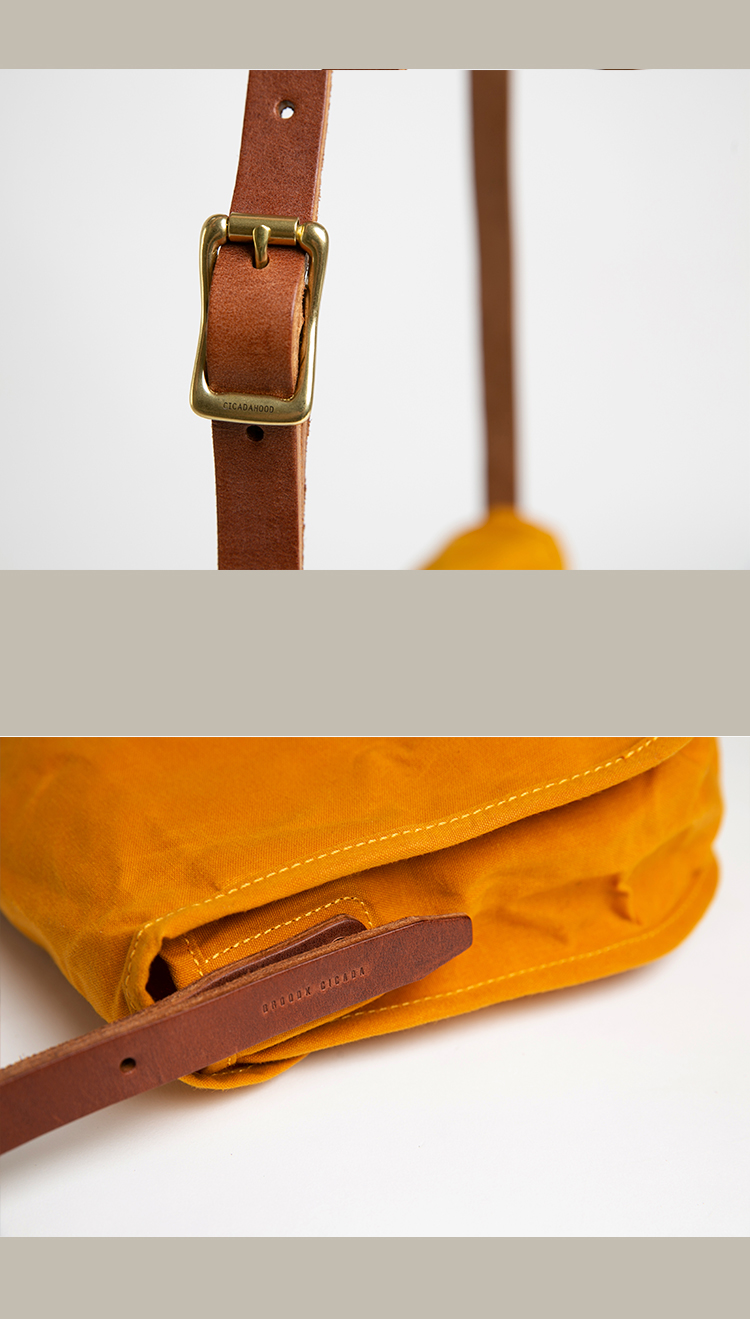 broodxcicada日本冈山防水帆布单肩马鞍包酱黄