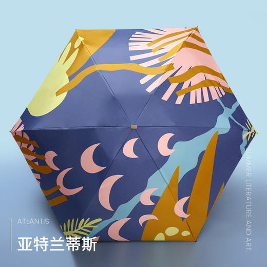 【夏日抽象艺术 轻巧便捷 防晒更有效】五折口袋晴雨伞超轻黑胶折叠遮阳防晒伞学生儿童创意广告礼品雨伞 商品图13