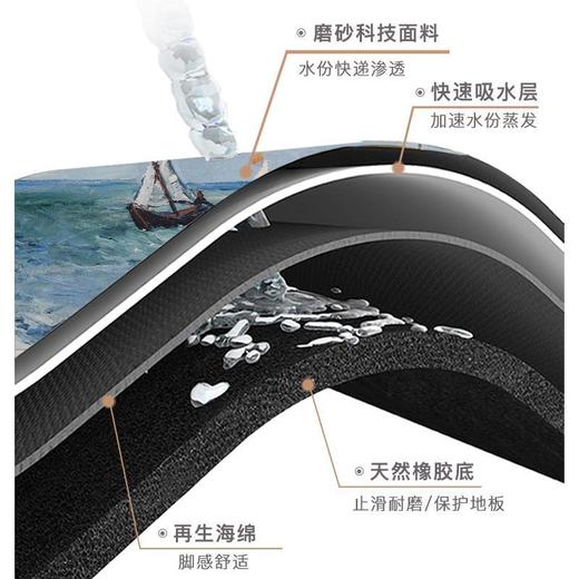 梵高油画卫生间脚垫防滑吸水地毯浴室脚垫厕所进门口硅藻泥软垫子 商品图3