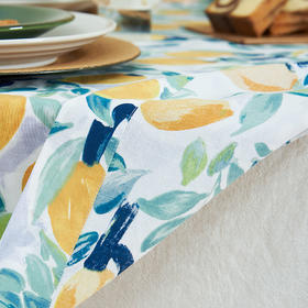 郁柠檬香印花田园长方形餐桌布