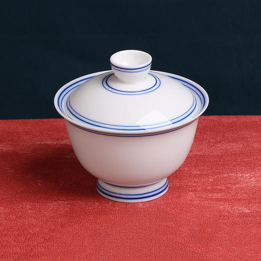 清宫盖碗白瓷二才盖碗 单个大号敬泡茶杯景德镇手绘青花功夫茶具茶碗壶承 商品图6