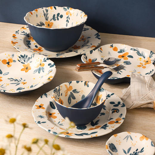 鹿谷川碗碟汤盘餐具单个性梅花盘沙拉碗ins 风汤勺鱼盘日式田园风 商品图6