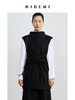 HIDEMI 黑色斜纹羊毛褶皱设计感绑带背心 商品缩略图0