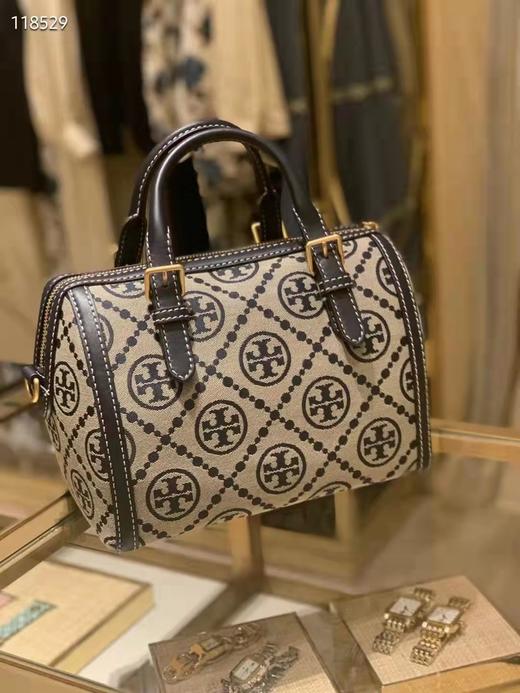 Tory Burch专柜 Monogram系列LV的speedy25同款，提花双T Logo元素为包身点缀再添妙趣，波士顿大号A- 商品图0