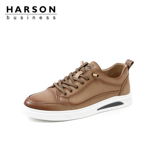 哈森男鞋春季新款板鞋男真皮百搭鞋子男潮鞋韩版休闲皮鞋MS24801 商品图1