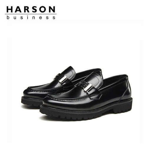 哈森男鞋春季品牌高档男士皮鞋一脚蹬商务休闲皮鞋MS28102 商品图5