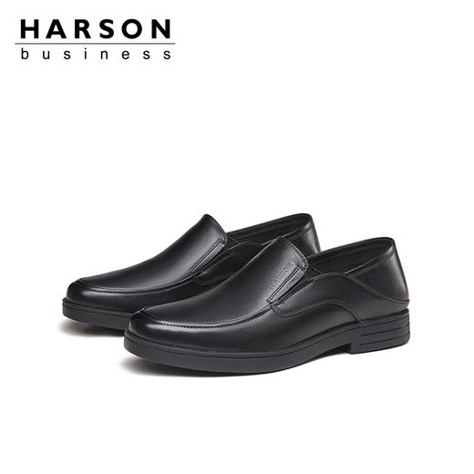 哈森男鞋春季套脚一脚蹬商务休闲皮鞋英伦正装鞋子MS26602 商品图3