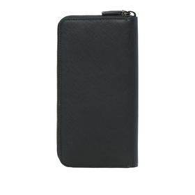 PRADA 普拉达 男女同款 Saffiano 十字纹皮革金属刻字徽标票夹钱包 黑色 2ML317 QME F0002