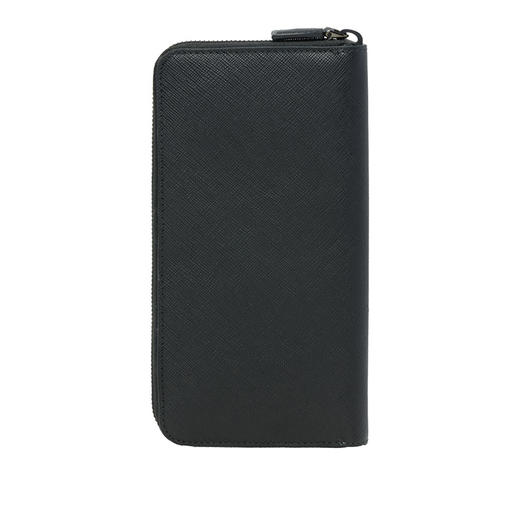 PRADA 普拉达 男女同款 Saffiano 十字纹皮革金属刻字徽标票夹钱包 黑色 2ML317 QME F0002 商品图0