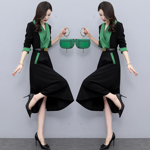 时尚个性，撞色拼接连衣裙接头通勤连衣裙HR-MYYS8016 商品图1