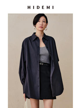 HIDEMI铁灰色经典廓形衬衫