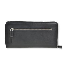 PRADA 普拉达 男士 Saffiano 十字纹皮革拉链票夹钱包 黑色 2ML220 053 F0002