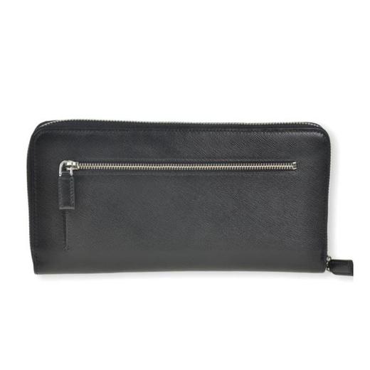 PRADA 普拉达 男士 Saffiano 十字纹皮革拉链票夹钱包 黑色 2ML220 053 F0002 商品图0