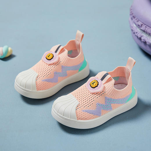 【防滑耐磨 舒适透气】辛巴之星童鞋春款儿童时尚板鞋男童软底运动鞋女童飞织贝壳头潮鞋 商品图3