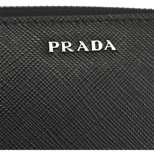 PRADA 普拉达 男士 Saffiano 十字纹皮革金属字母徽标拉链票夹钱包 黑色 2ML317 C5S F0D9A 商品图3