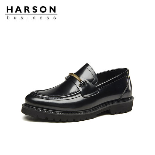 哈森男鞋春季一脚蹬乐福鞋男英伦商务休闲男士皮鞋MS28100 商品图0