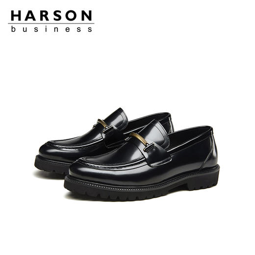 哈森男鞋春季一脚蹬乐福鞋男英伦商务休闲男士皮鞋MS28100 商品图1