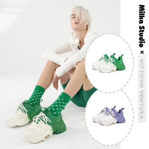 预售|VITTORIO VENTURA薇薇燃 牛皮拼接撞色气垫厚底老爹鞋（默认顺丰到付 联系客服报销） . 潮快闪[福利品] 商品图0